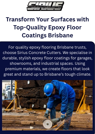 Expert Epoxy Flooring Services in Brisbane & Gold Coast | Sirius Concrete Cutter
