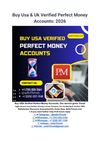 Buy Usa & Uk Verified Perfect Money Accounts_ 2026