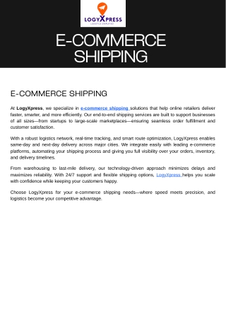 ECommerce Shipping: Seamless Delivery from Cart to Doorstep