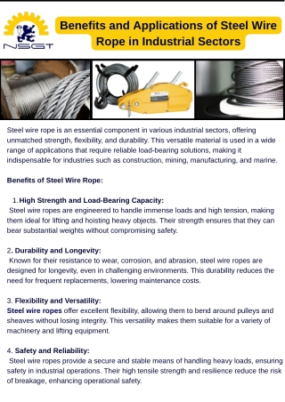 Top Steel Wire Rope Suppliers in UAE – NSGT