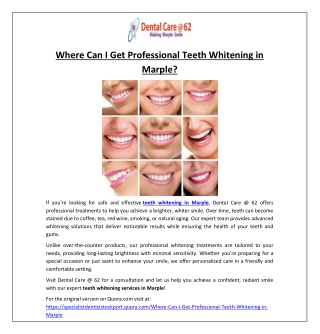 Where Can I Get Professional Teeth Whitening in Marple?
