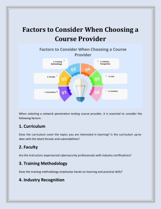Factors to Consider When Choosing a Course Provider