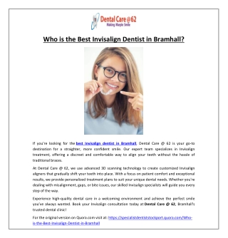 Who is the Best Invisalign Dentist in Bramhall?