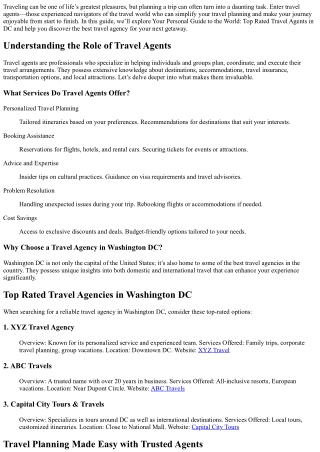 Your Personal Guide to the World: Top Rated Travel Agents in DC