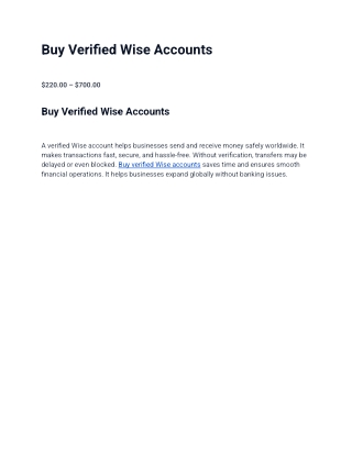 Buy Verified Wise Accounts – Verified &  Wise Profiles for Sale