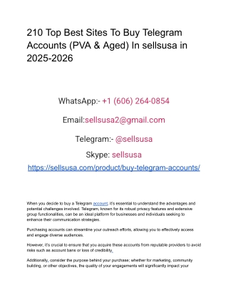 210 Top Best Sites To Buy Telegram Accounts (PVA & Aged) In sellsusa in 2025-2026