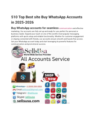 510 Top Best site Buy WhatsApp Accounts in 2025-2026