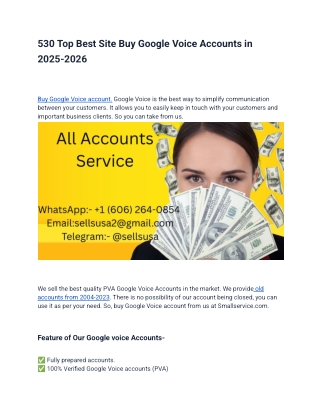 530 Top Best Site Buy Google Voice Accounts in 2025-2026