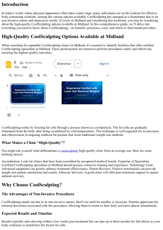 High-Quality CoolSculpting Options Available at Midland