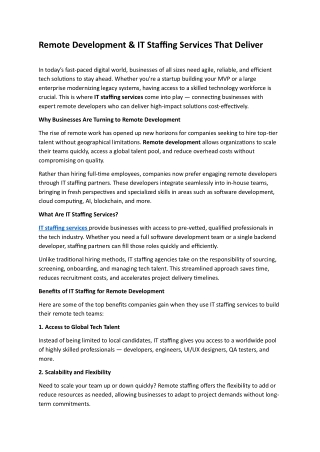 Remote Development & IT Staffing Services That Deliver