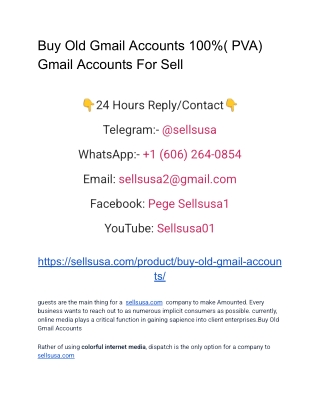 Buy Old Gmail Accounts 100%( PVA) Gmail Accounts For Sell