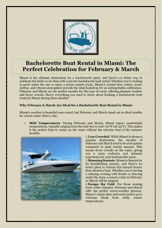 Bachelorette Boat Rental in Miami The Perfect Celebration for February & March
