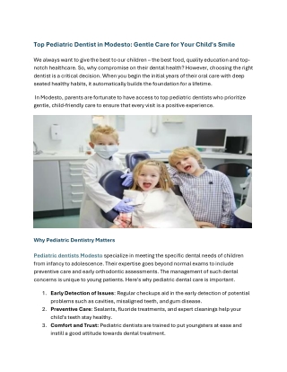 Top Pediatric Dentist in Modesto Gentle Care for Your Child's Smile