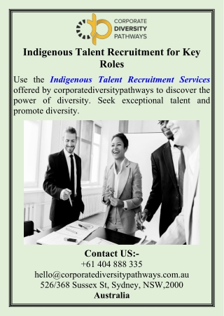 Indigenous Talent Recruitment for Key Roles
