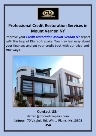 Professional Credit Restoration Services in Mount Vernon NY
