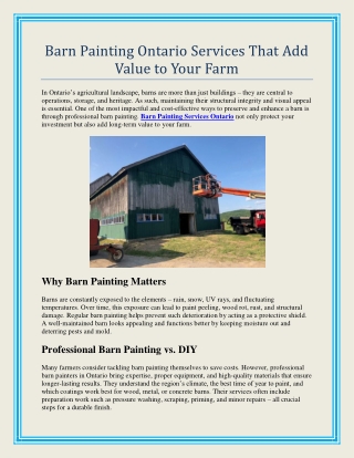 Barn Painting Ontario Services That Add Value to Your Farm