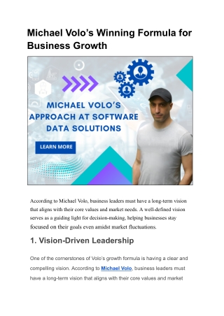 How Michael Volo Drives Business Growth with Strategy and Innovation