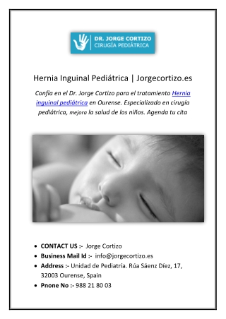 Hernia Inguinal Pediátrica | Jorgecortizo.es