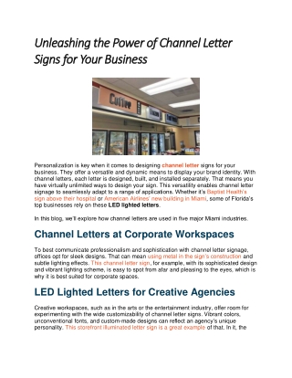 Unleashing the Power of Channel Letter Signs for Your Business