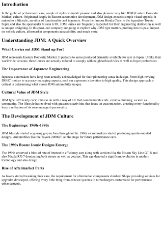 Why JDM Style Concerns on the planet of Efficiency Cars