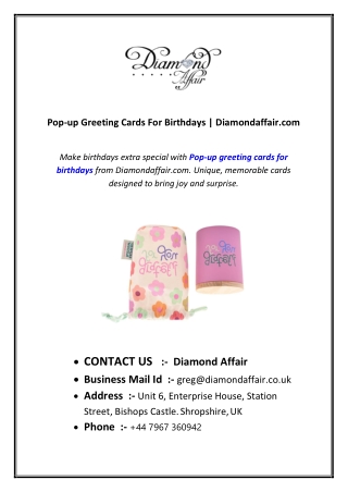 Pop-up Greeting Cards For Birthdays | Diamondaffair.com