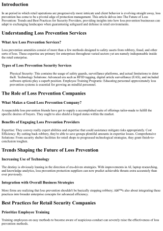 **The Future of Loss Prevention: Trends and Best Practices for Security Provider