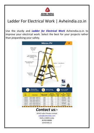 Ladder For Electrical Work | Avheindia.co.in