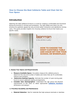 How to Choose the Best Cafeteria Table and Chair Set for Your Space