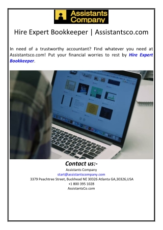 Hire Expert Bookkeeper | Assistantsco.com