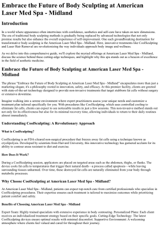 Embrace the Future of Body Sculpting at American Laser Med Spa - Midland