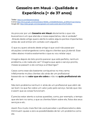 Gesseiro em Mauá – Qualidade e Experiência [  de 37 anos]