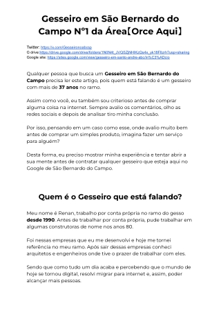 Gesseiro em São Bernardo do Campo Nº1 da Área【Orce Aqui】