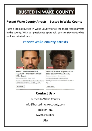 Recent Wake County Arrests