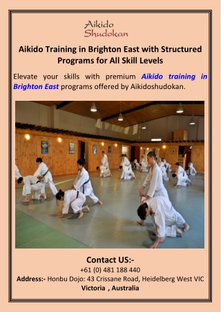 Aikido Training in Brighton East with Structured Programs for All Skill Levels