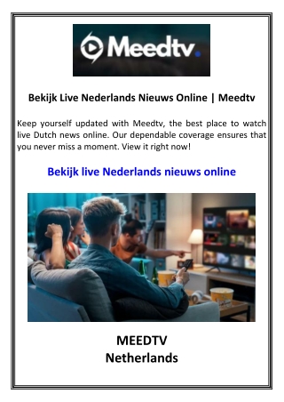 Bekijk Live Nederlands Nieuws Online  Meedtv