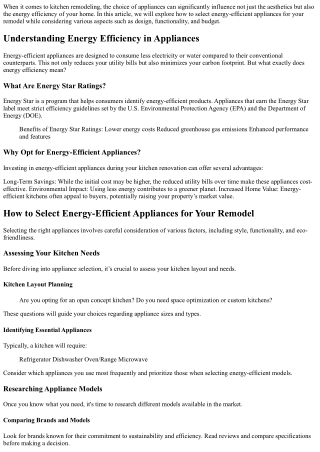 How to Select Energy-Efficient Appliances for Your Remodel