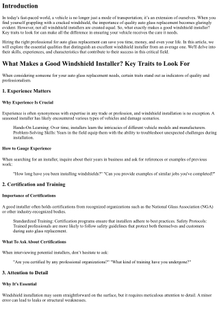 What Makes a Good Windshield Installer? Key Traits to Look For