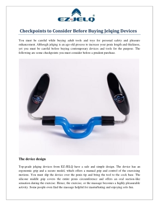 Checkpoints to Consider Before Buying Jelqing Devices