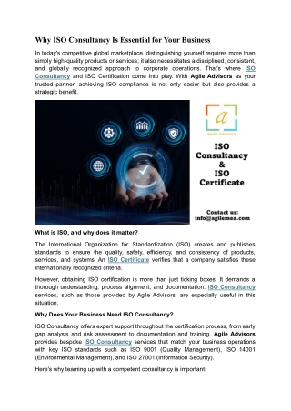 Why ISO Consultancy Is Essential for Your Business