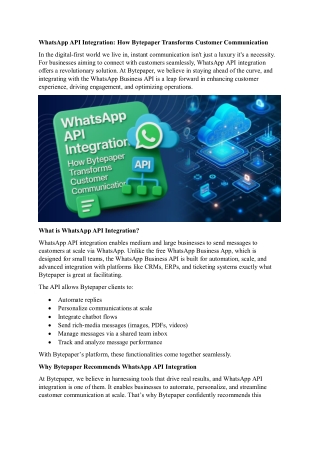 Seamless WhatsApp API Integration with Bytepaper