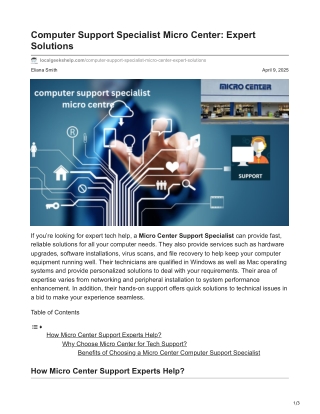 Computer Support Specialist Micro Center Expert Solutions