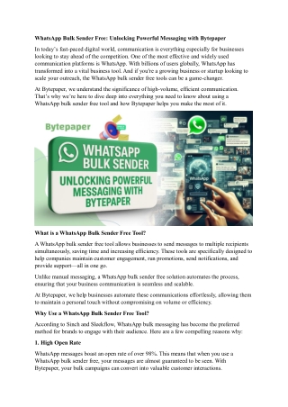 Boost Outreach with Bytepaper's WhatsApp Bulk Sender Free Tool
