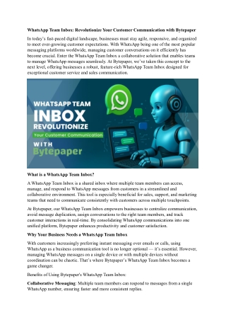 Collaborate Better with Bytepaper’s WhatsApp Team Inbox