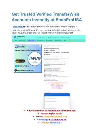 Get Trusted Verified TransferWise Accounts Instantly at SmmProUSA