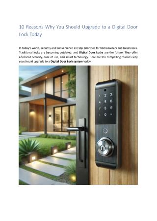 2.10 Reasons Why You Should Upgrade to a Digital Door Lock Today