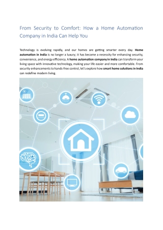 3.From Security to Comfort How a Home Automation Company in India Can Help You
