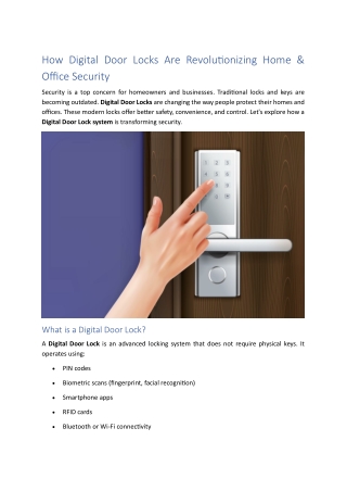 5.How Digital Door Locks Are Revolutionizing Home & Office Security