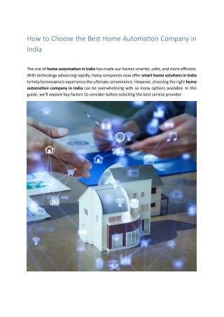 6.How to Choose the Best Home Automation Company in India