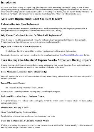 Turn Waiting into Adventure! Explore Nearby Attractions During Repairs