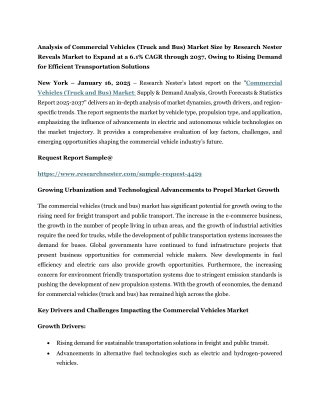 Commercial Vehicles (Truck and Bus) Market PR